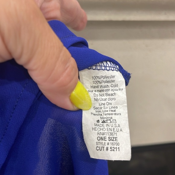 Royal Blue high low criss cross tank blouse. One size small/medium. Worn once. - Picture 7 of 8